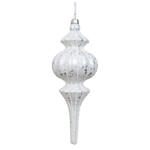 Ozdoba polyst.gliter biele pr.7cm/17cm 2ass
