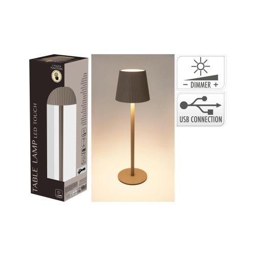 Led stolná lampa 10 x 36 cm/usb, sivá