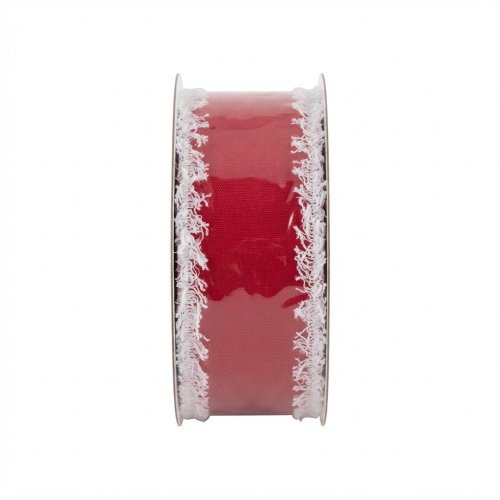Stuha vian 3,8cm/10y zamat červený/biely lem