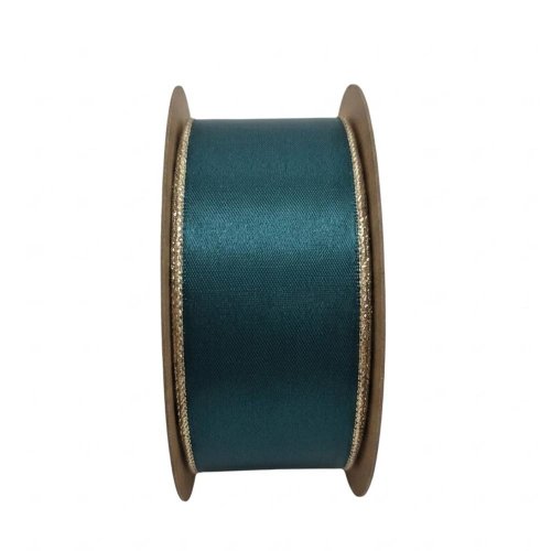 Stuha vian 3,8cm/10m tm obojstranná zelenozlatá - Vianočné dekorácie