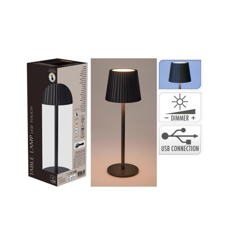 Led stolná lampa ww /usb 90x90x275mm čierna