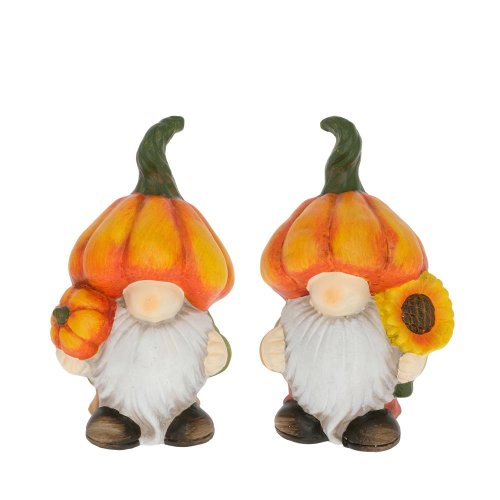 Škriatok s tekv.čiapkou s kvetom mix/2 keram.oranž. 12,5x10,5x20,5cm - Jesenné dekorácie