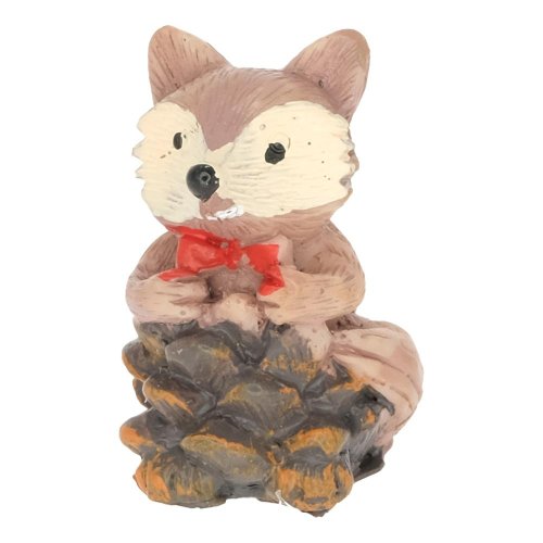 Líška so šiškou hnedá poly s/4 2,4x1,7x3,7cm - Jesenné dekorácie