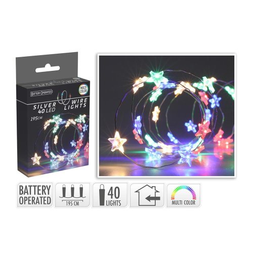 Silver wire star 40led bo multi - Vianočné osvetlenie