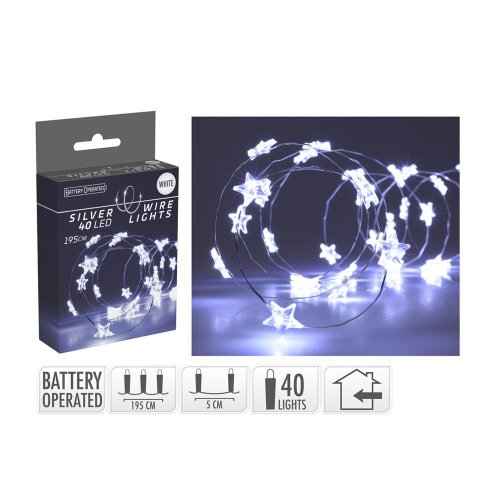 Silver wire star 40led white bo - Vianočné osvetlenie