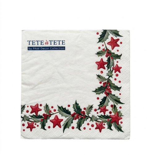 Tl234600 servítky 33x33cm/20ks/3vrst holly and stars - Veľkonočné ozdoby