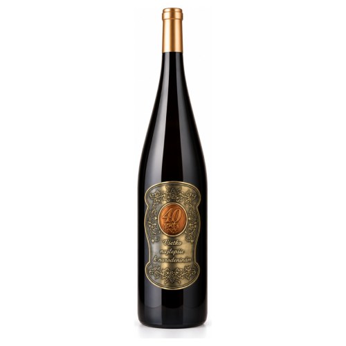 Dárkové víno 1,5 l s kovovou etiketou k 40. narozeninám