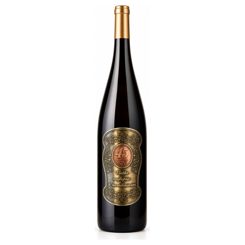Dárkové víno 1,5 l s kovovou etiketou k 45. narozeninám