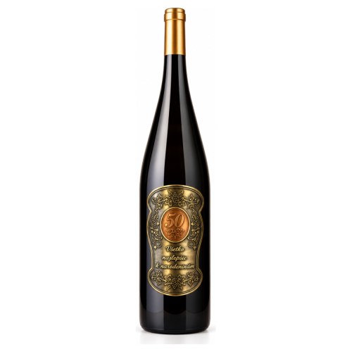 Dárkové víno 1,5 l s kovovou etiketou k 50. narozeninám