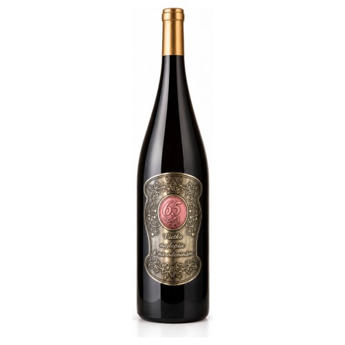 Dárkové víno 1,5 l s kovovou etiketou k 65. narozeninám
