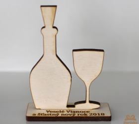 Dekorácia - fľaša s pohárom