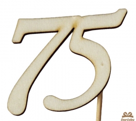 Drevený výsek s číslom 75