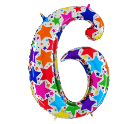 Balón narodeninové číslo 6 hviezdy 100 cm