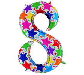 Balón narodeninové číslo 8 hviezdy 100 cm