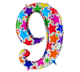 Balón narodeninové číslo 9 hviezdy 100 cm
