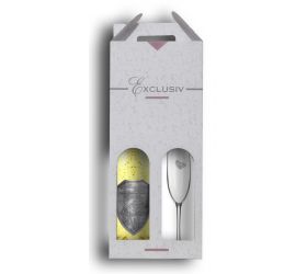 2v 1 Svadobný darčekový vínny set šampanské so zlatom - pohár