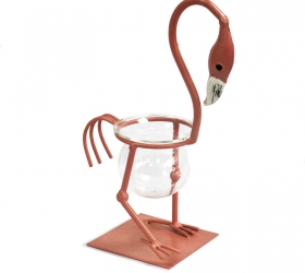 Hydroponický Dekoračný Kvetináč - Ružový Kovový Plameniak 1