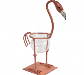 Hydroponický Dekoračný Kvetináč - Ružový Kovový Plameniak 2