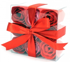 Sada 9 mydlových kvetov - červené ruže