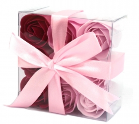 Sada 9 mydlových kvetov - ružové ruže