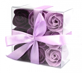 Sada 9 mydlových kvetov - levanduľové ruže