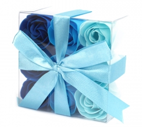 Sada 9 mydlových kvetov - svadobné modré