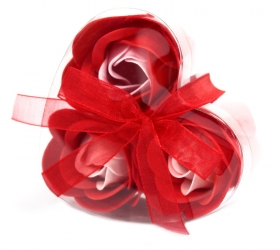 Sada 3 mydlových kvetov - červená ruža