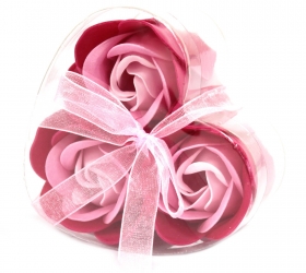 Sada 3 mydlových kvetov - ružová ruža