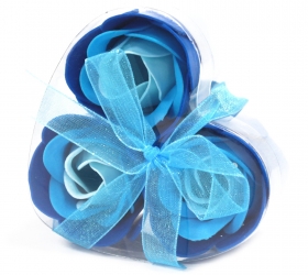 Sada 3 mydlových kvetov - svadobná modrá