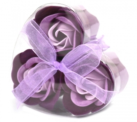 Sada 3 mydlových kvetov - levanduľová ruža