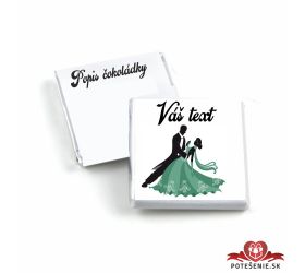 Plesová mini čokoládka, tancujúci pár, zelené šaty