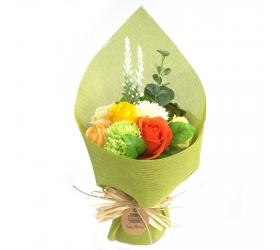 Stojaca mydlová kytica - zelená a žltá