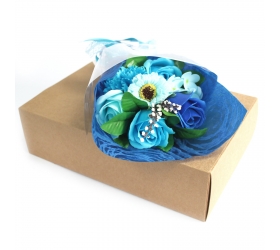 Mydlová kytica v krabici - modrá