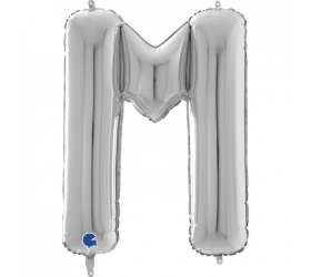 Balón písmeno M strieborné 66 cm