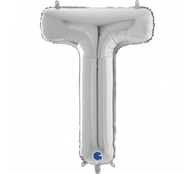 Balón písmeno T strieborné 66 cm