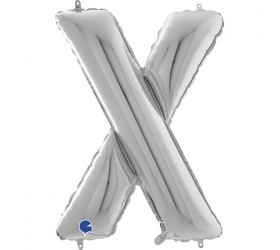 Balón písmeno X strieborné 66 cm