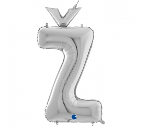 Balón písmeno Ž strieborné 66 cm