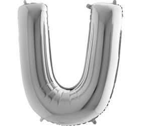 Balón písmeno U strieborné 100 cm