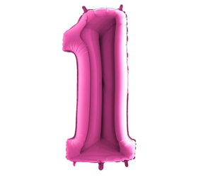 Balón číslo 1 ružové 100 cm
