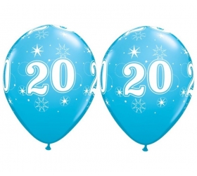 Balóny Sparkle s číslom 20 modré 25 ks