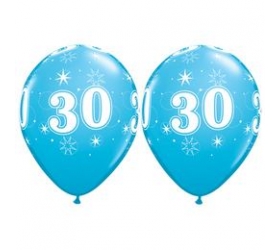 Balóny Sparkle s číslom 30 modré 25 ks
