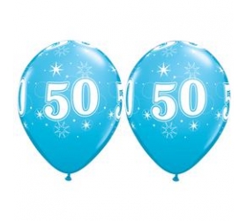 Balóny Sparkle s číslom 50 modré 25 ks