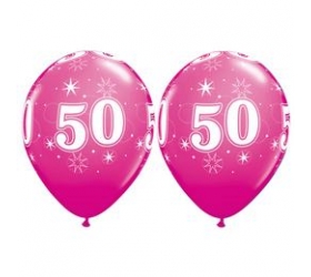 Balóny Sparkle s číslom 50 ružové 25 ks