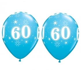Balóny Sparkle s číslom 60 modré 25 ks