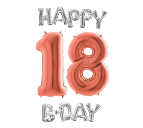 Narodeninový set balónov 18 rose gold / strieborná