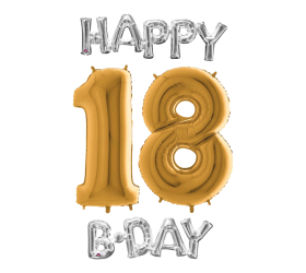 Narodeninový set balónov 18 zlatá / strieborná