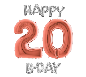 Narodeninový set balónov 20 rose gold / strieborná