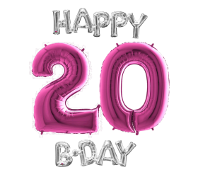 Narodeninový set balónov 20 ružová / strieborná