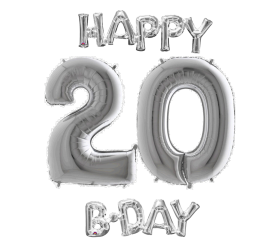 Narodeninový set balónov 20 strieborná / strieborná