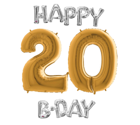 Narodeninový set balónov 20 zlatá / strieborná